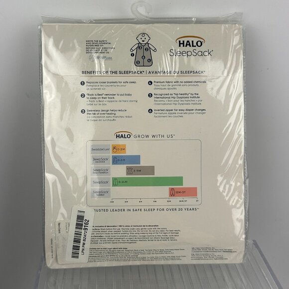 HALO SleepSack 100% Cotton Gray Zip X-Large 18-24 Mos TOG 0.5 - Picture 5 of 7